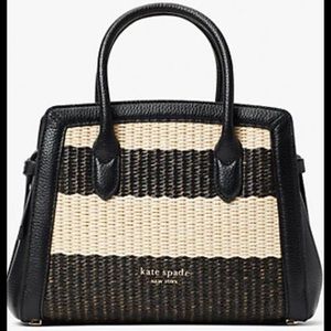 NWT Kate Spade Knott Striped Straw Mini Satchel